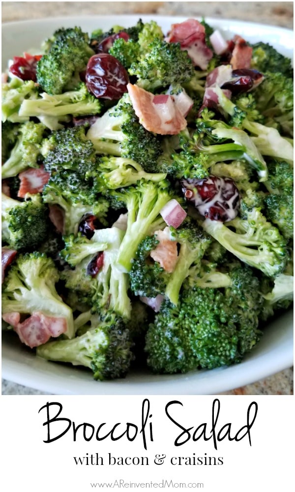 Fresh broccoli paired with bacon, cranberries & a slightly sweet, tangy dressing | A Reinvented Mom