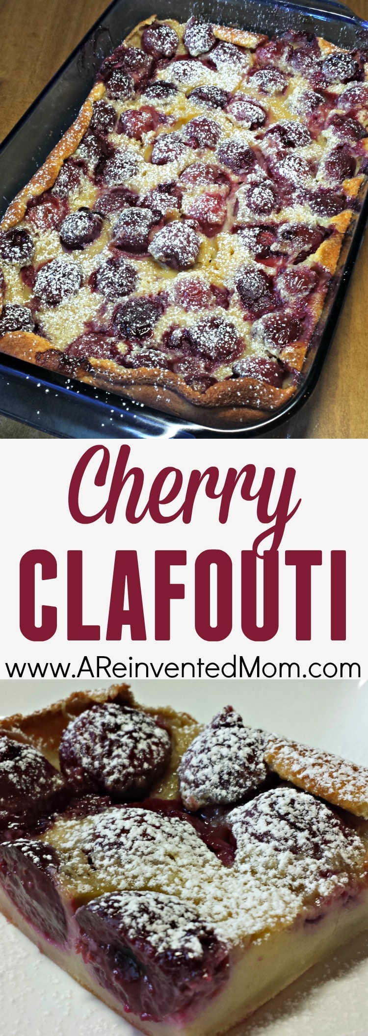 Packed with juicy cherries and a hint of almond, Cherry Clafouti is one of the first dishes I make when cherry season rolls around. Cherry Clafouti | A Reinvented Mom