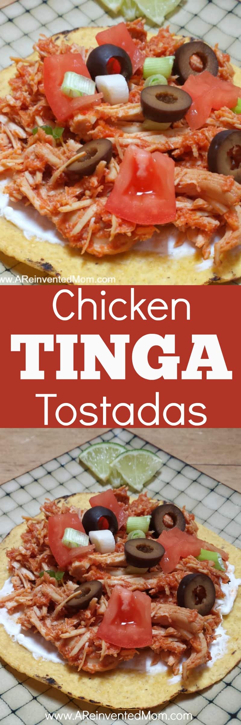 Chicken Tinga Tostadas - Pinterest | A Reinvented Mom