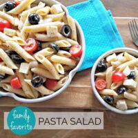 Two bowls of pasta salad with veggies & cheese Feature #2 | A Reinvented Mom