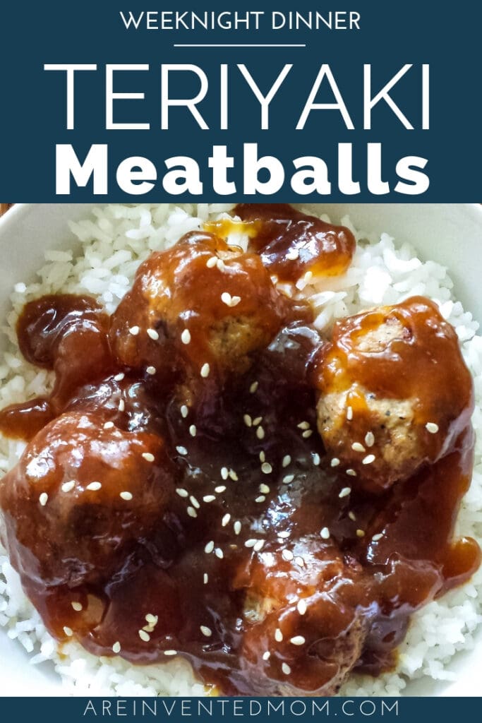 Bowl of Teriyaki Meatballs with rice | A Reinvented Mom