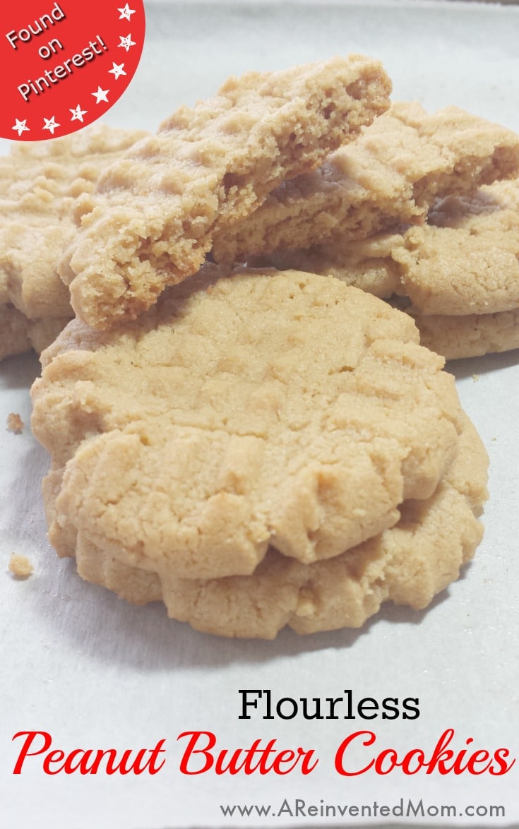 Flourless Peanut Butter Cookies-Pin | A Reinvented Mom #flourlesspeanutbuttercookies