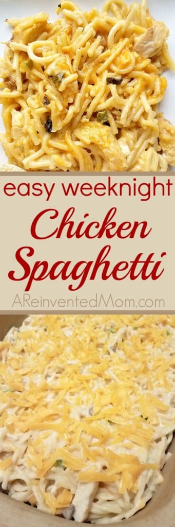 Comfort food simple enough for a week day - Easy Weeknight Chicken Spaghetti - A Reinvented Mom
