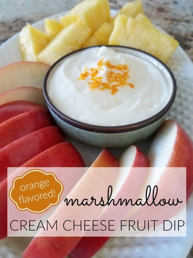 Orange Flavored Marshmallow Cream Cheese Dip - Pin Feature | A Reinvented Mom