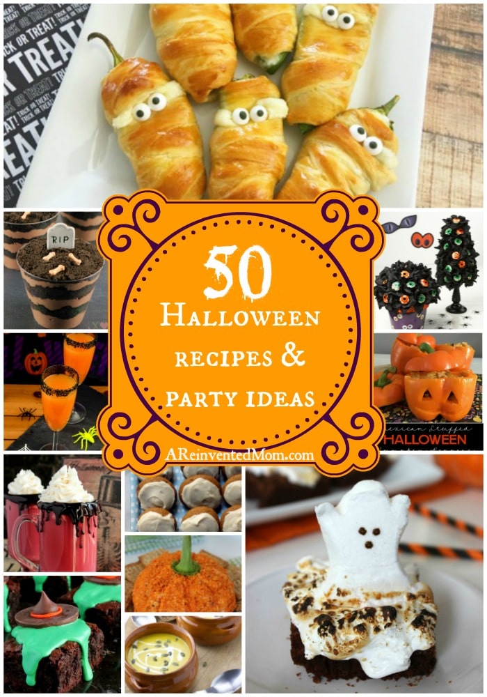 Picture collage of Halloween Recipes & Party Ideas | A Reinvented Mom