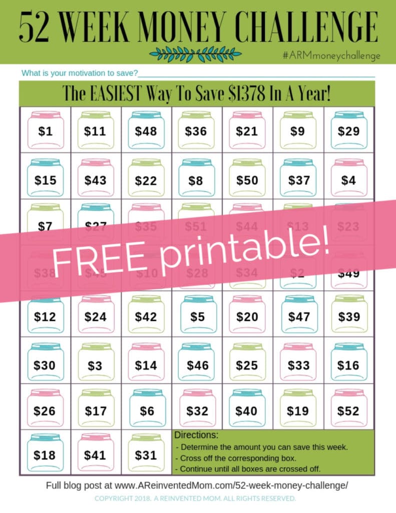 Free 52 Week Savings Challenge Printable To Save More In 2024