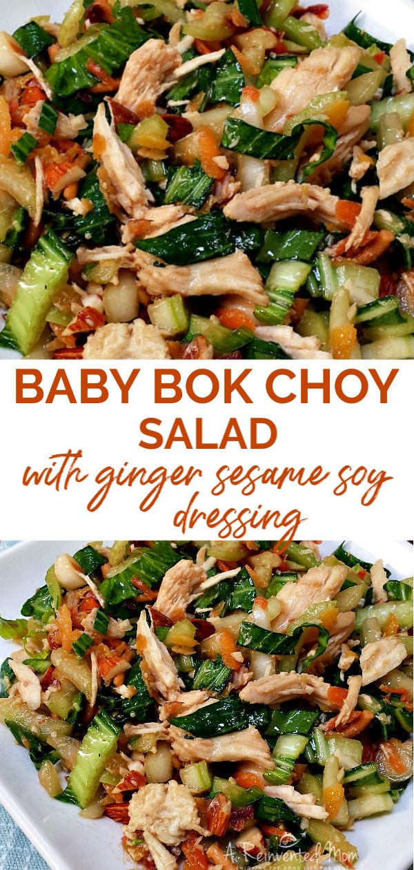 Plate of baby bok choy salad and closeup view | A Reinvented Mom