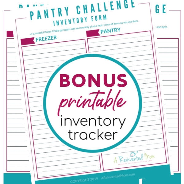 Pantry Challenge 2019 Inventory Sheet image with label | A Reinvented Mom #pantrychallenge2019