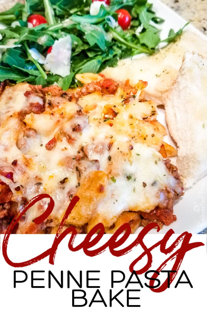 Cheesy Penne Pasta on a plate | A Reinvented Mom