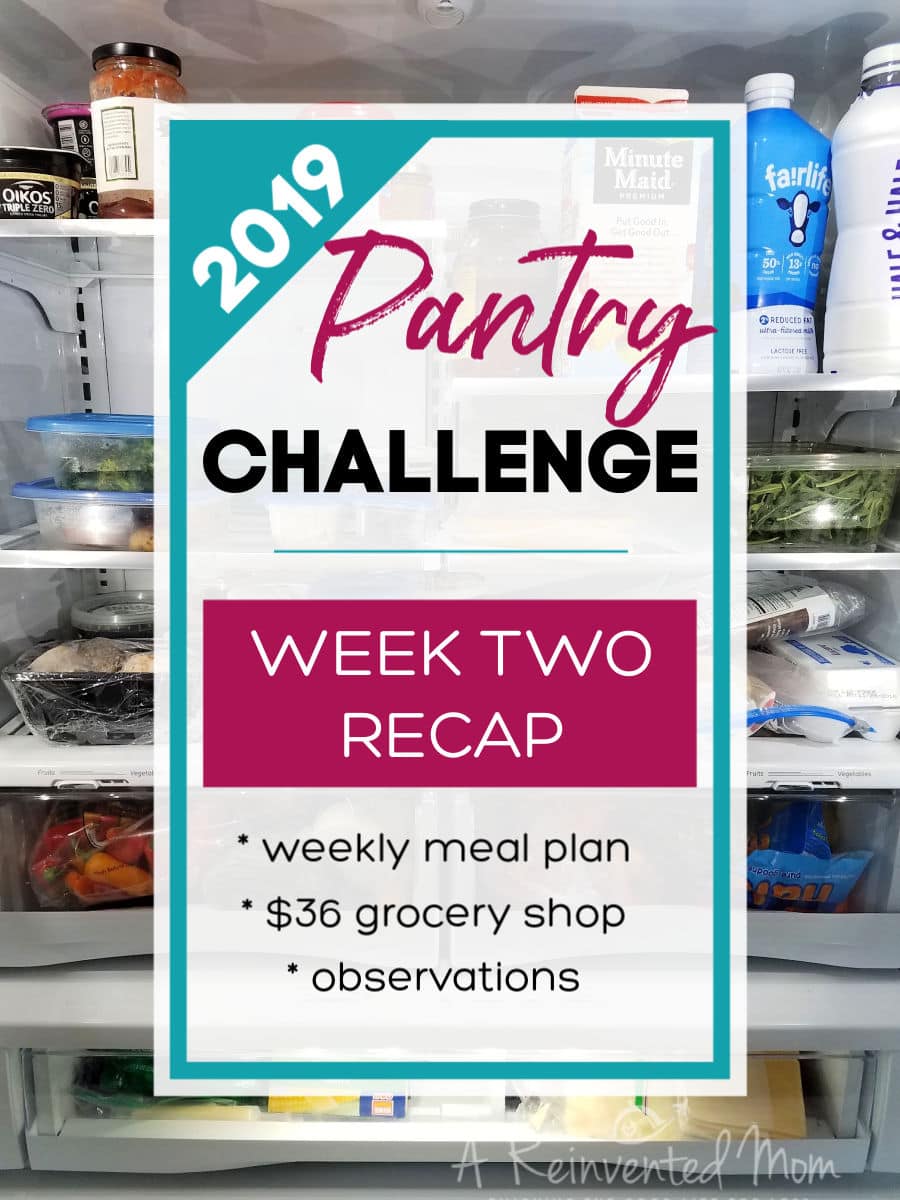 Pantry Challenge 2019 Week 2 Recap Pin | A Reinvented Mom #pantrychallenge