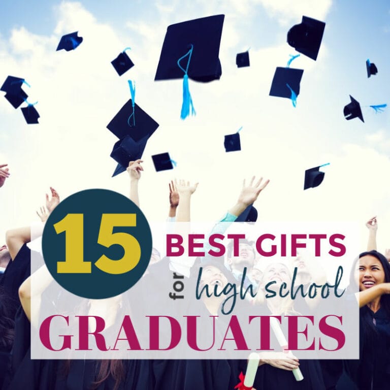 Graduation caps thrown in the air | A Reinvented Mom #graduationgifts