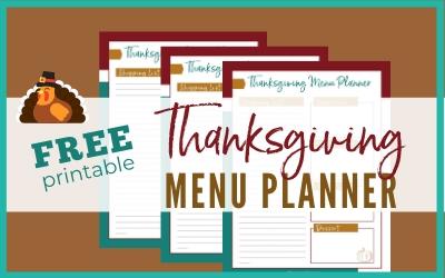 3 copies of Thanksgiving Menu Planner printable | A Reinvented Mom