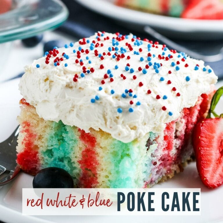 Red White & Blue Poke Cake {Homemade Frosting}