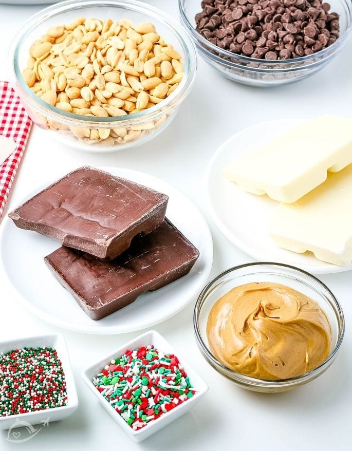 ingredients for Christmas crack crockpot candy on a white background