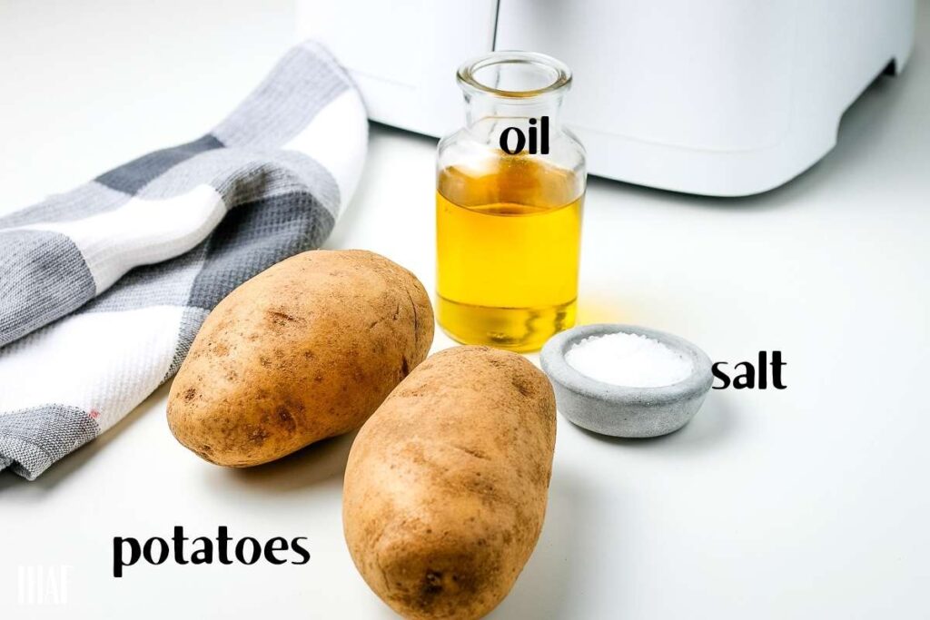 ingredients labeled to make potato chips in the air fryer