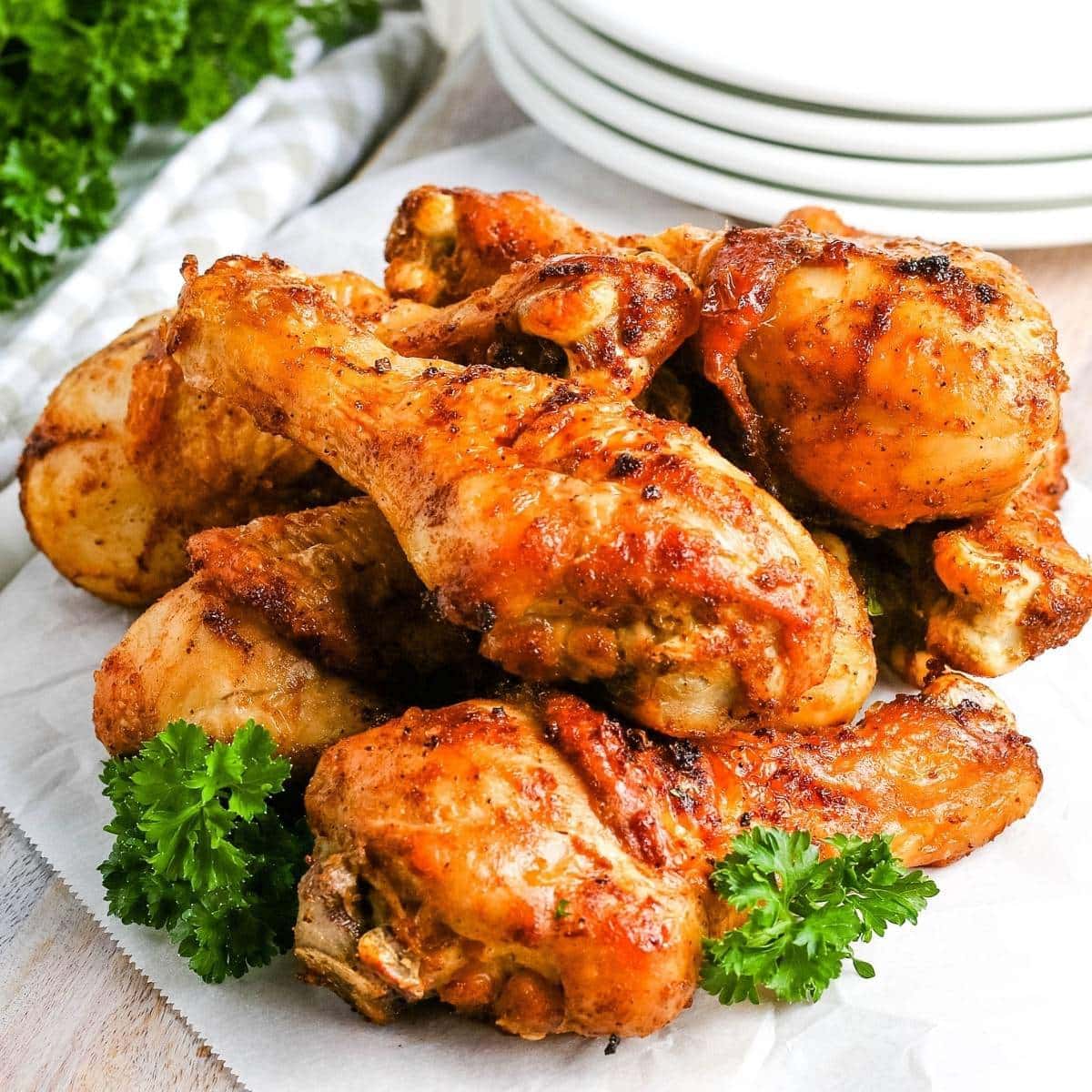 plated air fryer drum sticks