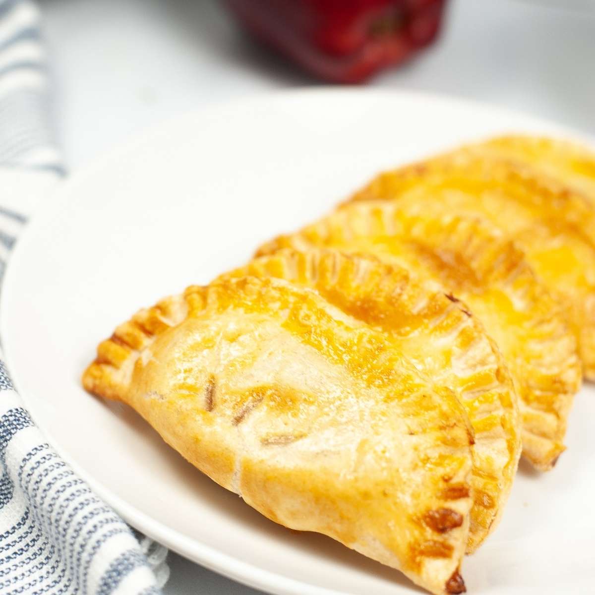 stack of air fryer hand pies on white plate