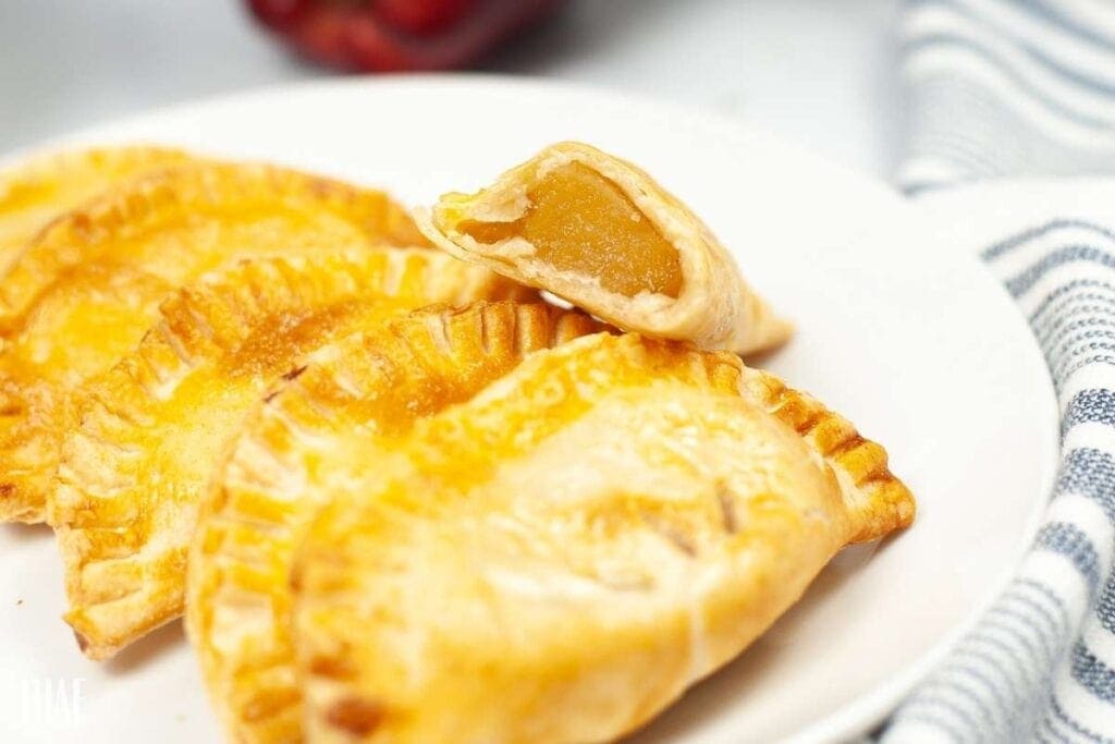 close up of air fryer hand pies after they have finished cooking