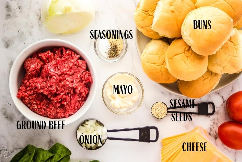 ingredients labeled to make loose meat sliders