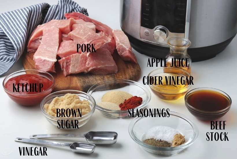 ingredients labeled to make country style ribs in the instant pot