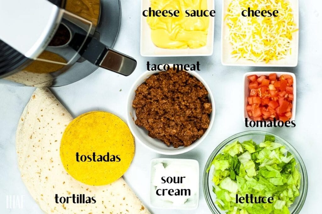 ingredients labeled for copycat crunchwrap supremes from taco bell