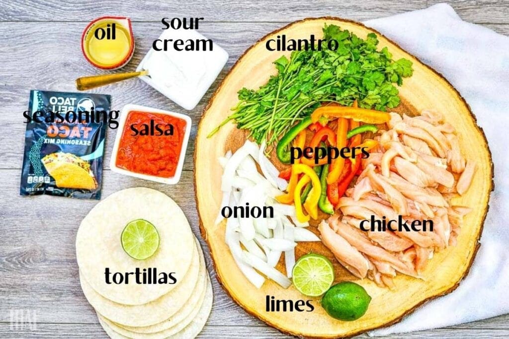 ingredients labeled to make air fryer chicken fajitas