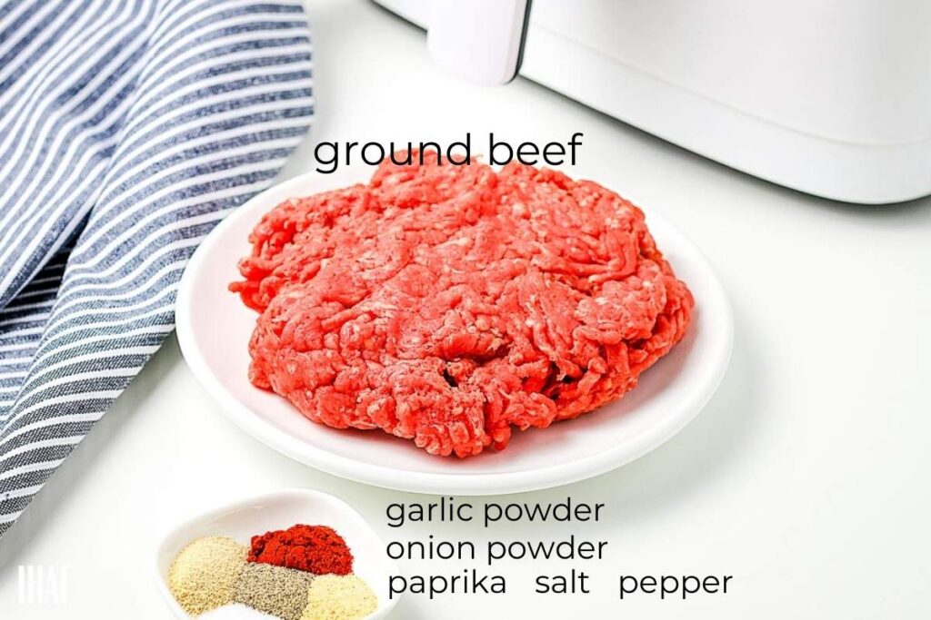 ingredients labeled for air fryer hamburgers