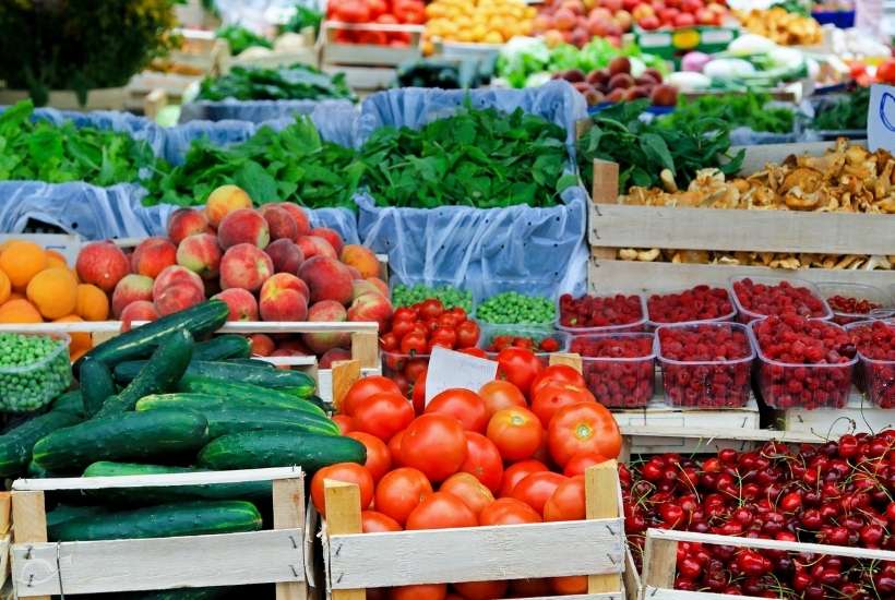 crates filled with fresh fruits and vegetables