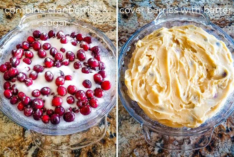 cranberries with sugar and topped with batter process steps