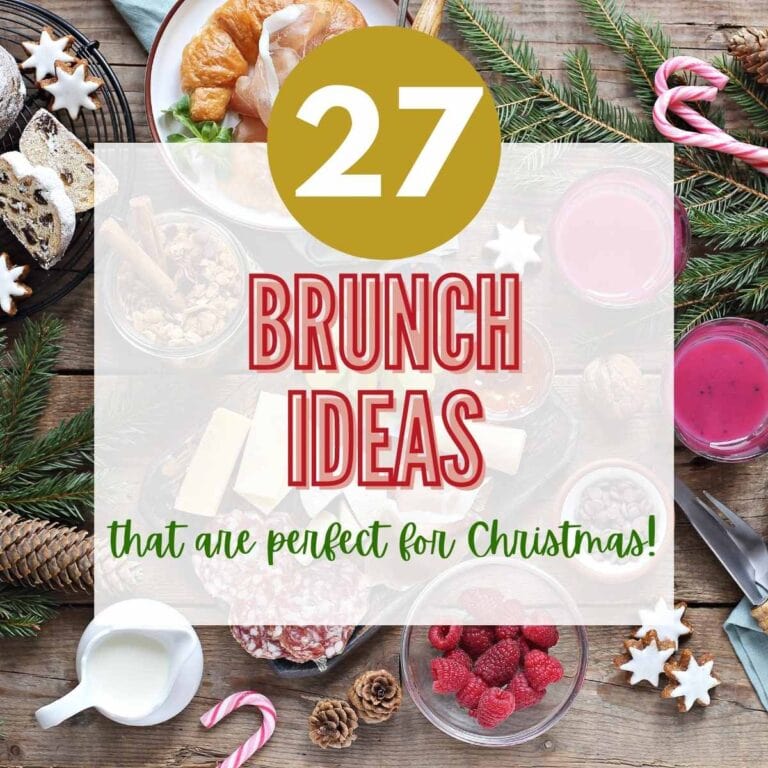christmas brunch spread with text overlay