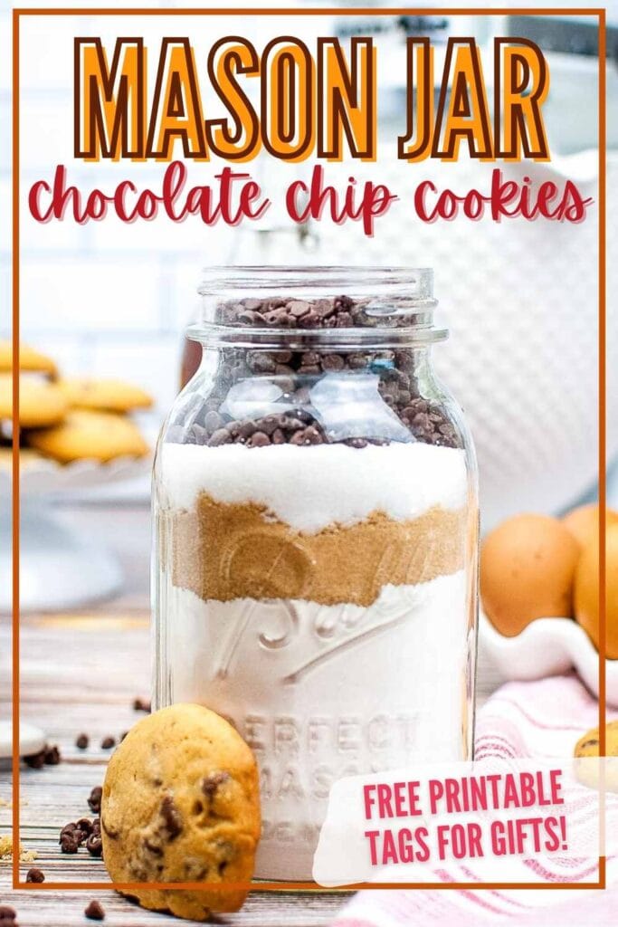 mason jar chocolate chip cookie mix with text overlay