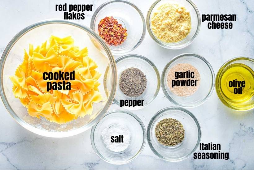 ingredients labeled to make  TikTok pasta chips
