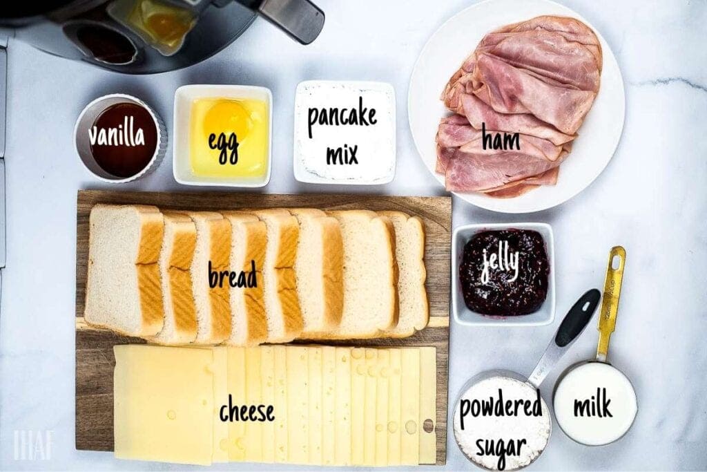 ingredients labeled for air fryer monte cristo sandwiches