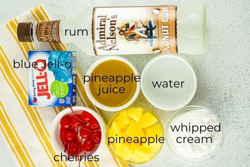 ingredients needed to make blue hawaiian jello shots