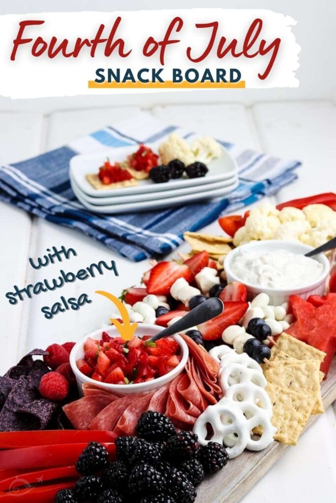 4th of July snack board with text overlay