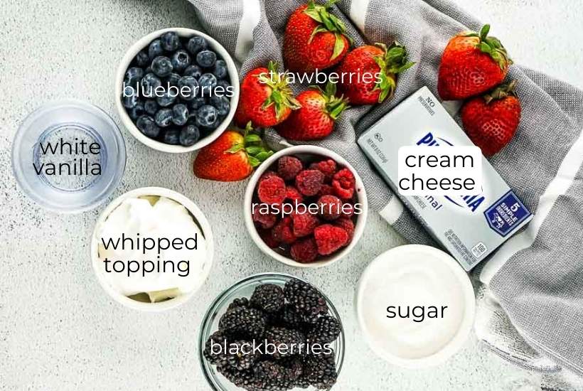 ingredients needed to make berry cheesecake salad