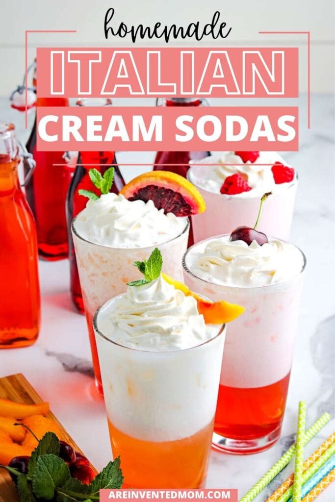 four italian cream sodas made from scratch with text overlay