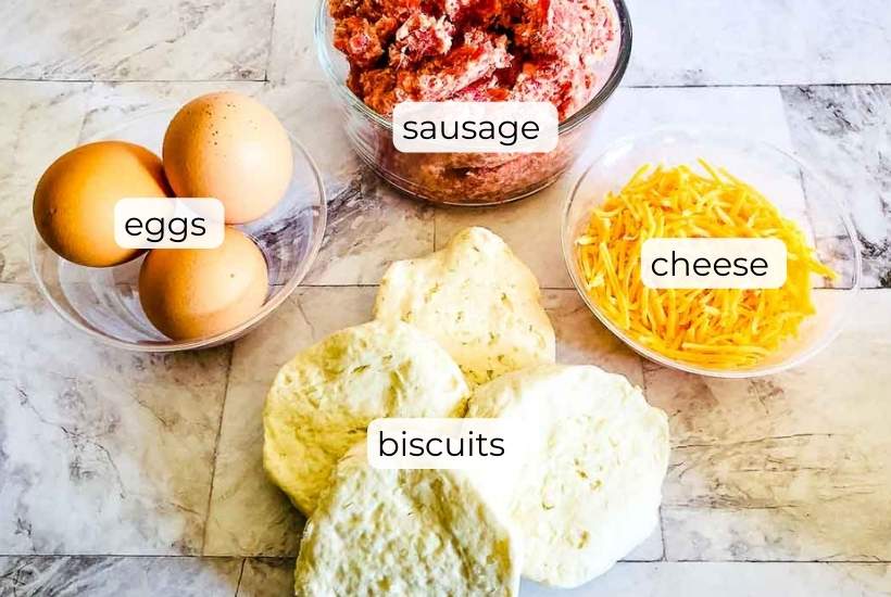 ingredients needed to make stuffed breakfast biscuits