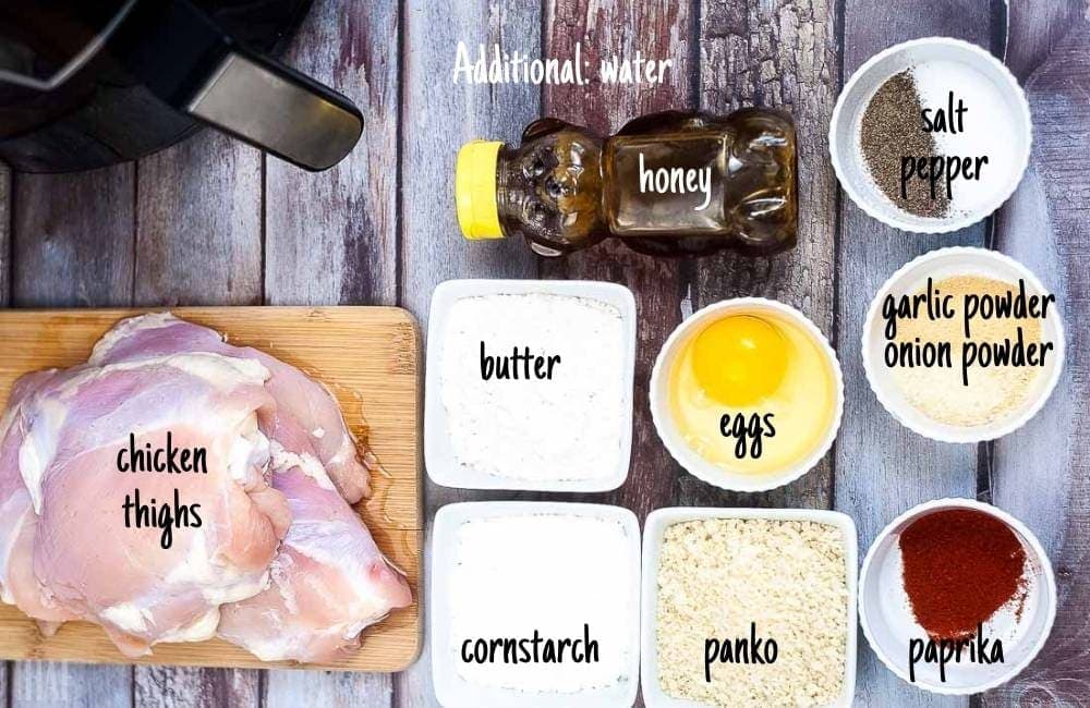 ingredients labeled to make air fryer boneless chicken thighs
