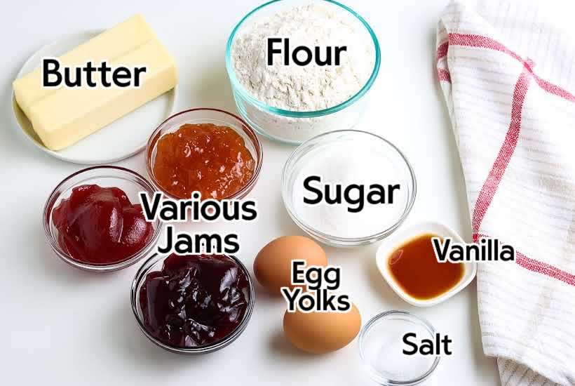 ingredients needed to make strawberry jam cookies