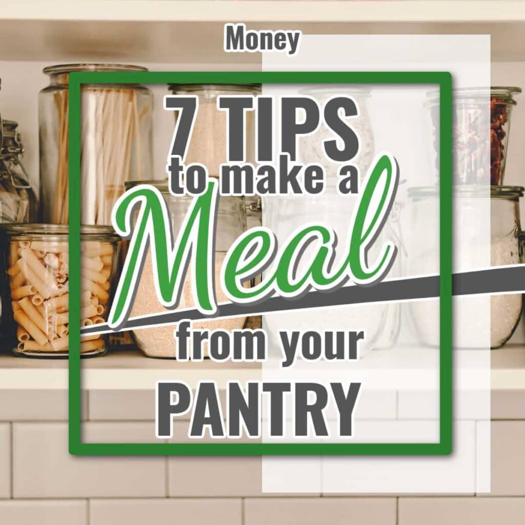 pantry items in glass jars with text overlay