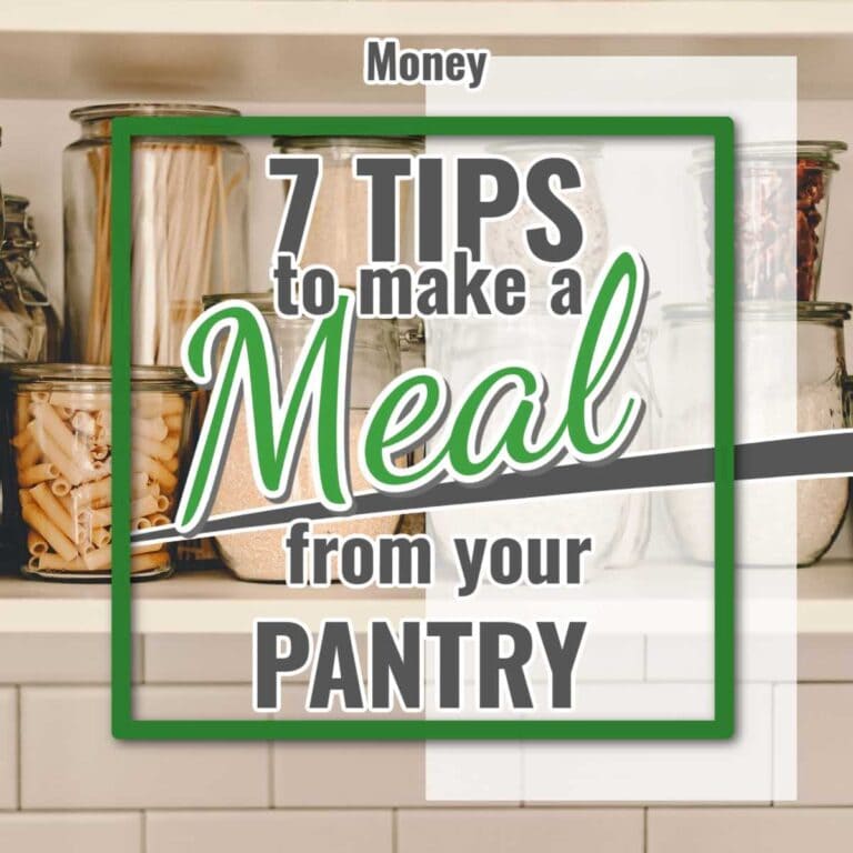 pantry items in glass jars with text overlay
