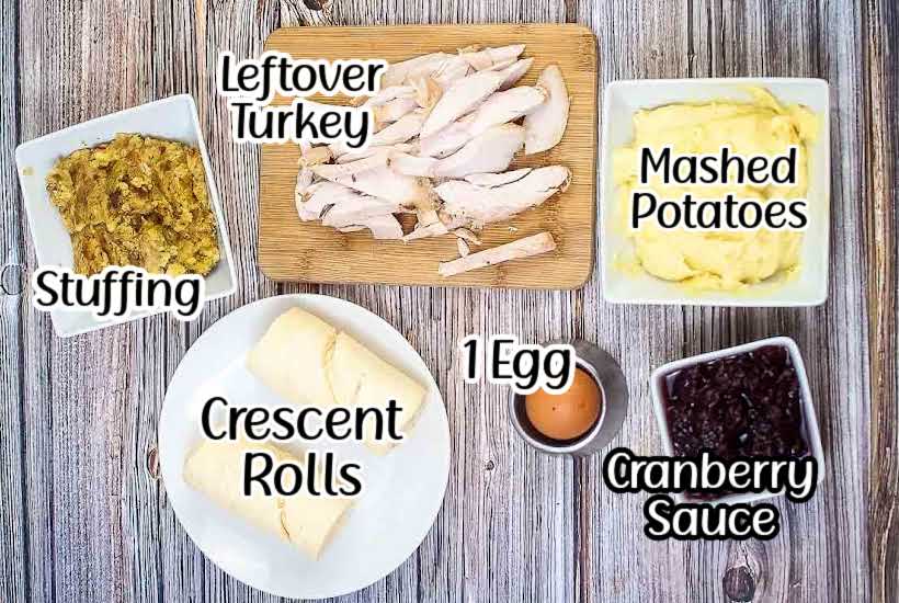 ingredients to make Thanksgiving leftover turkey roll ups.