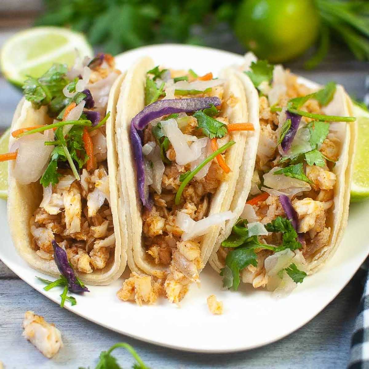Air Fryer Tilapia Tacos with Cilantro Lime Slaw | A Reinvented Mom