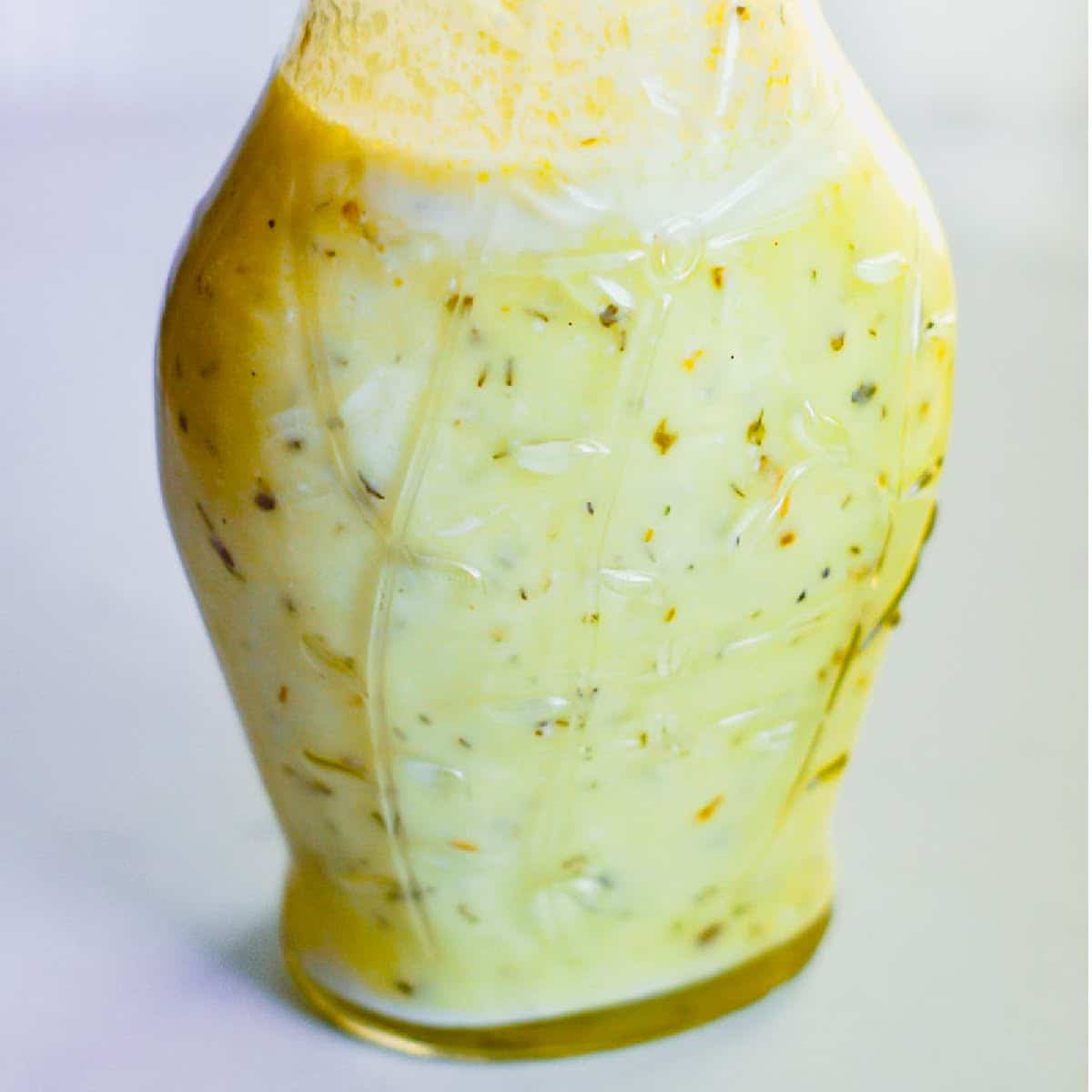 Close up of Greek Yogurt Dressing.