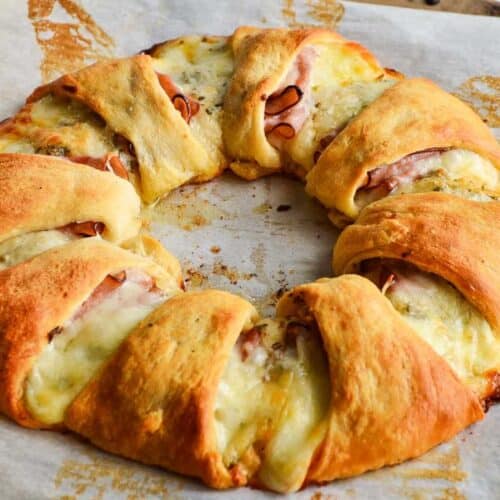 ham and cheese crescent ring recipe card