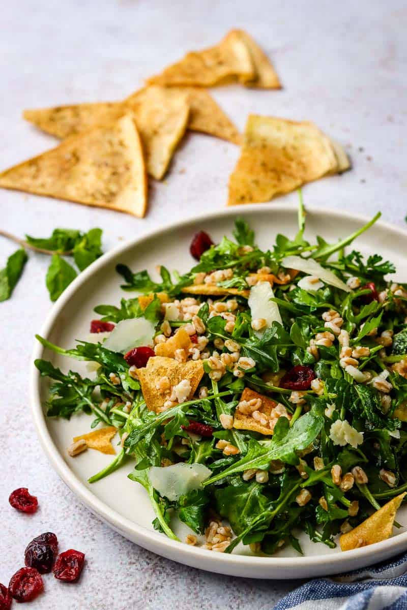 A salad made with ancient grains and fresh veggies.