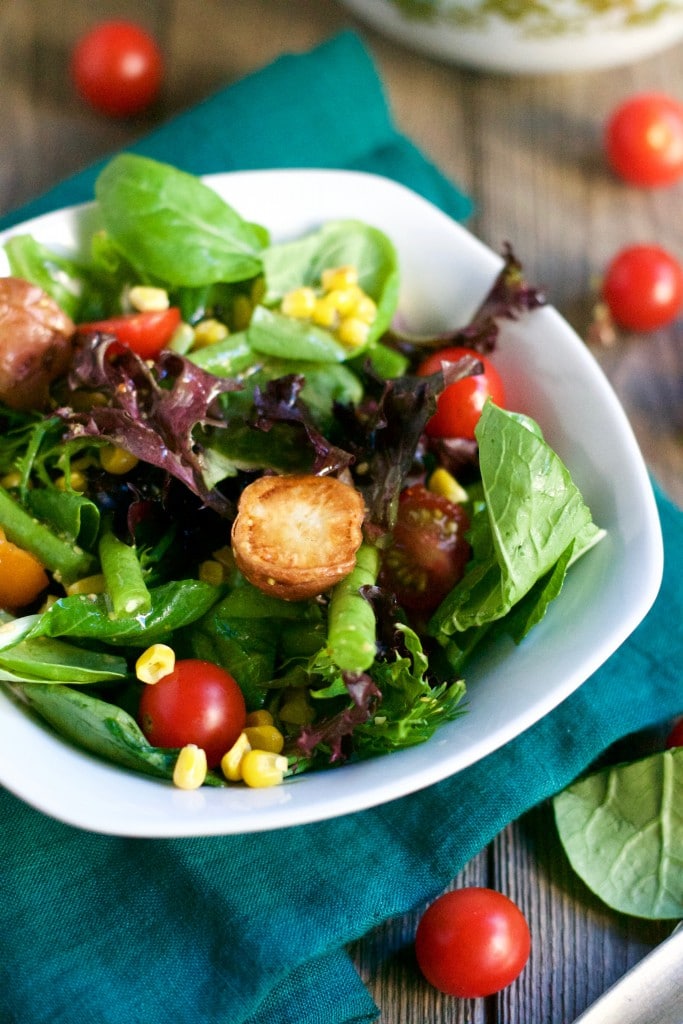 A fresh salad made with farmers market veggies.