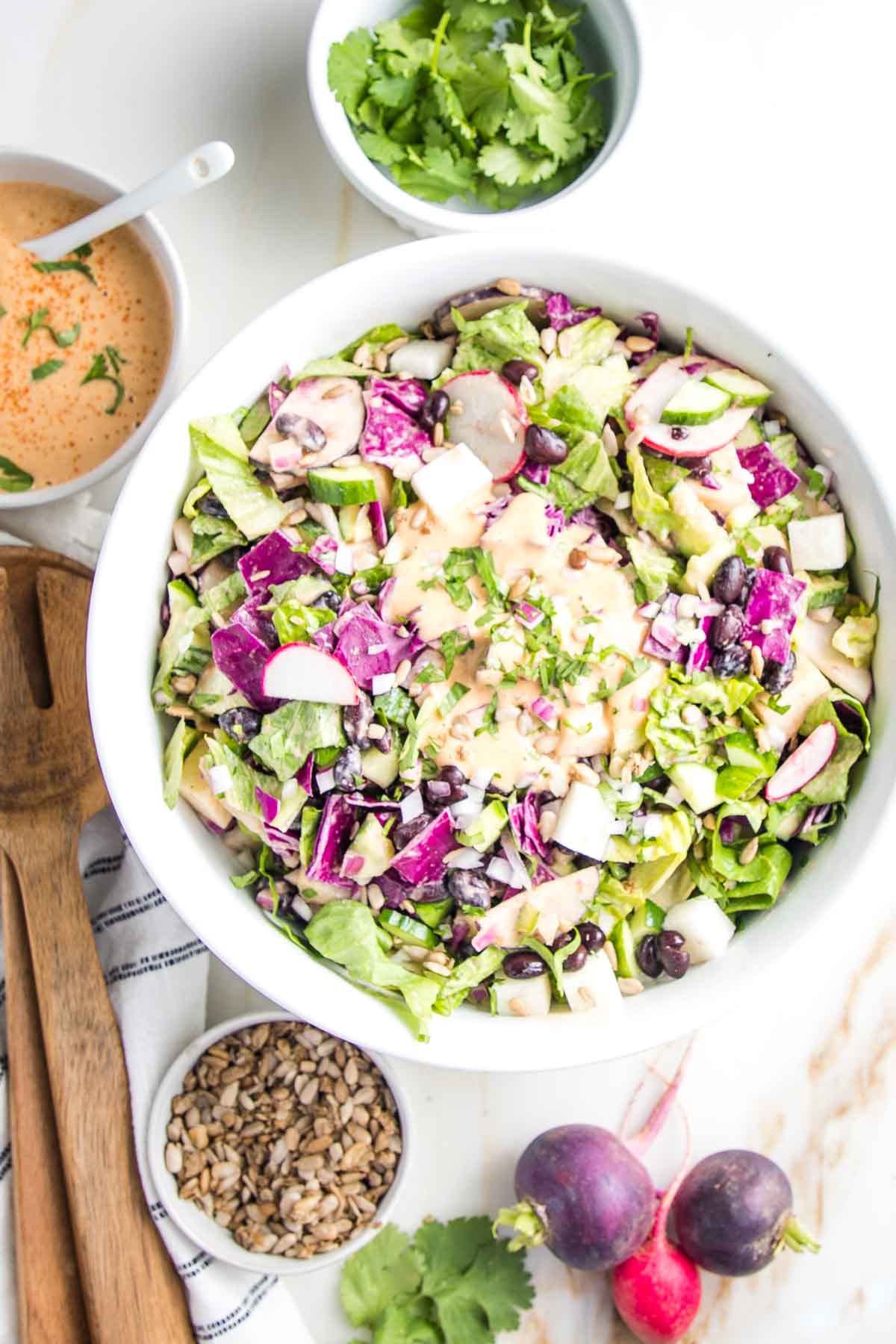 A Mexican style chopped salad with chipotle dressing.