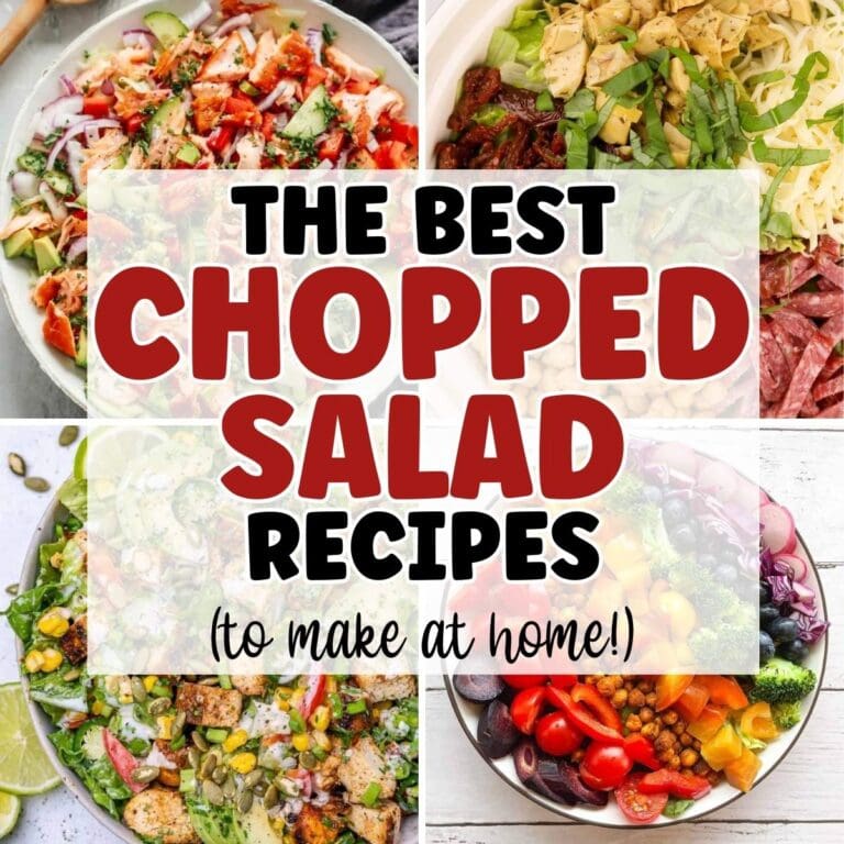Four photo collage of the best chopped salad recipes with text overlay.